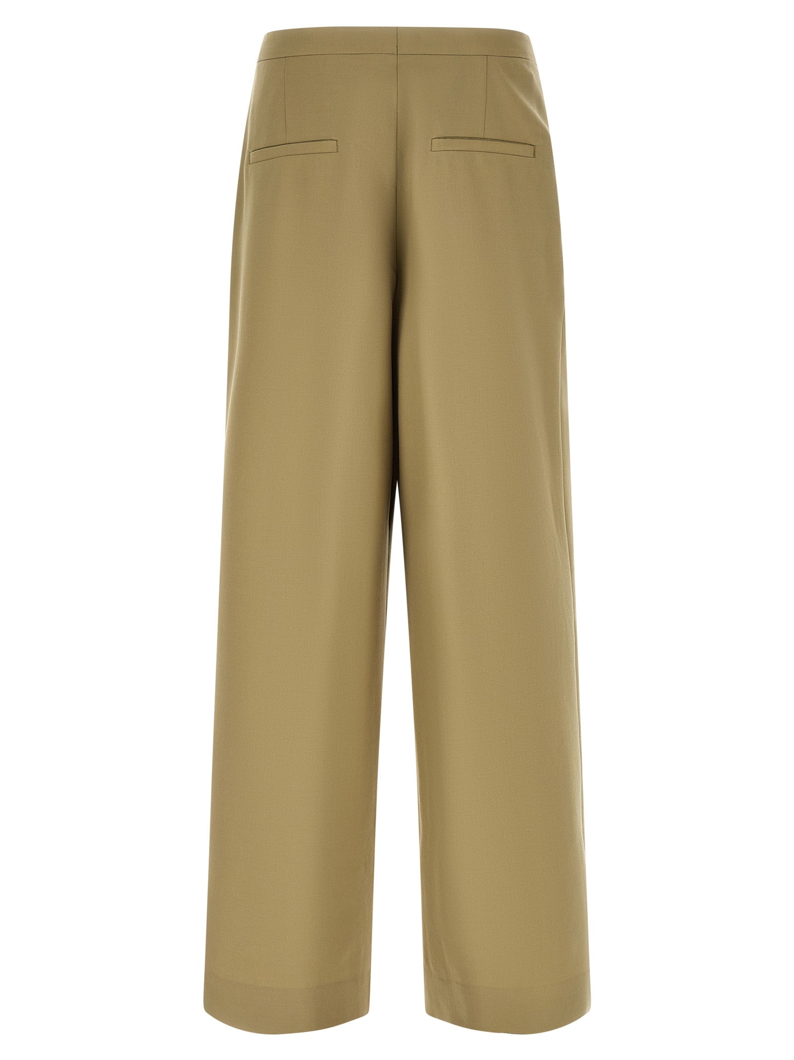 Dries Van Noten 83% wool trousers in green — view 2