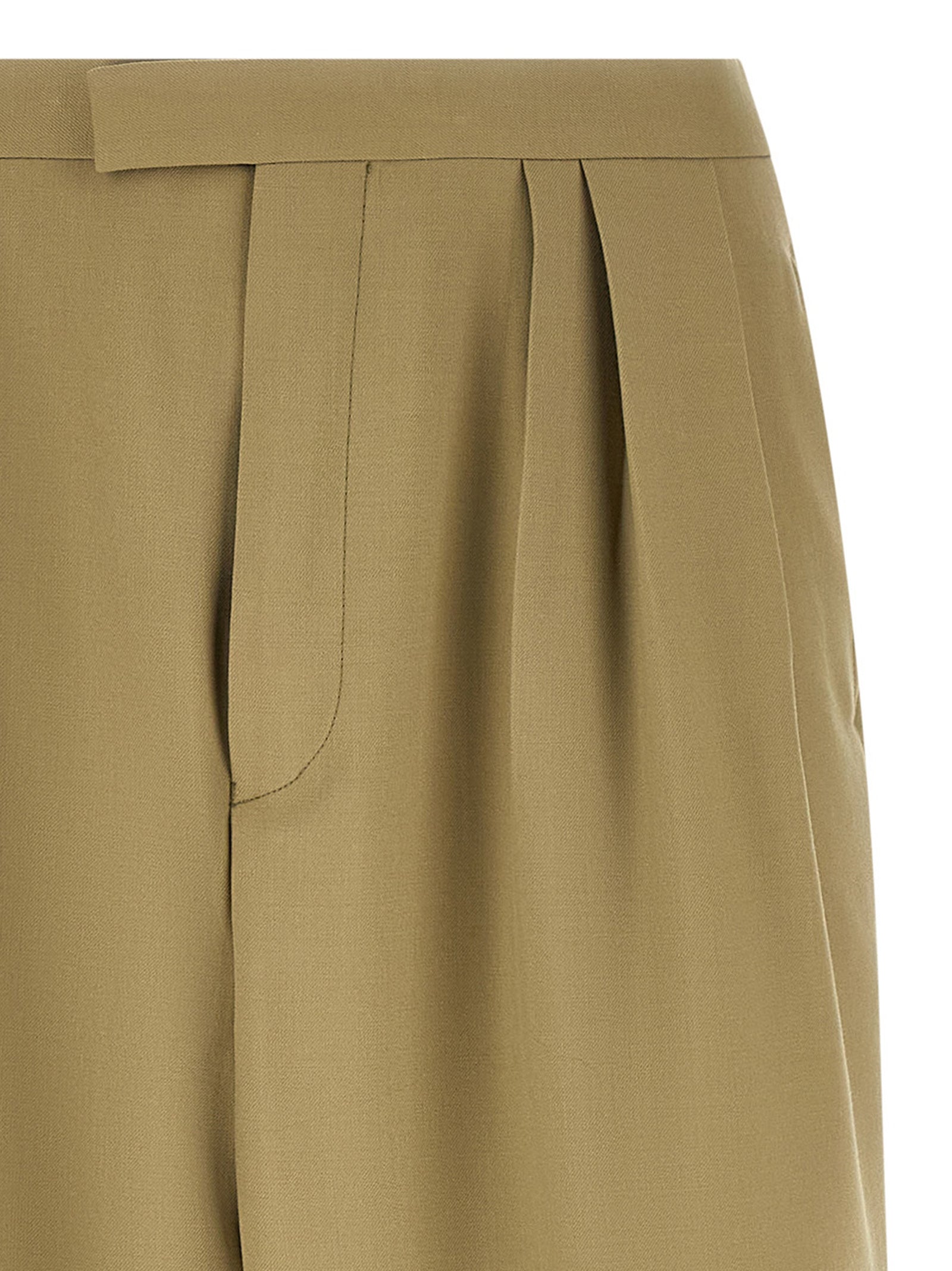 Dries Van Noten 83% wool trousers in green — view 3