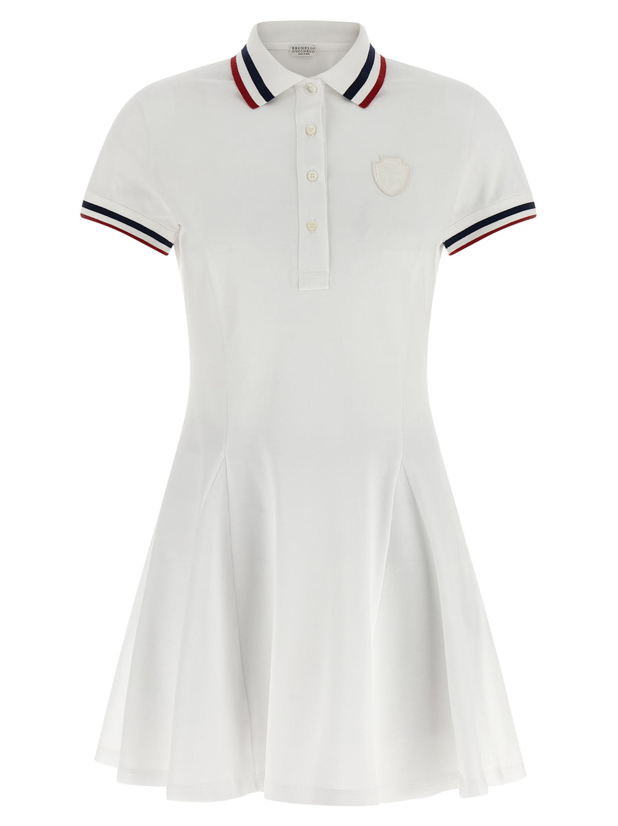 Brunello Cucinelli 95% cotton polo dress in white