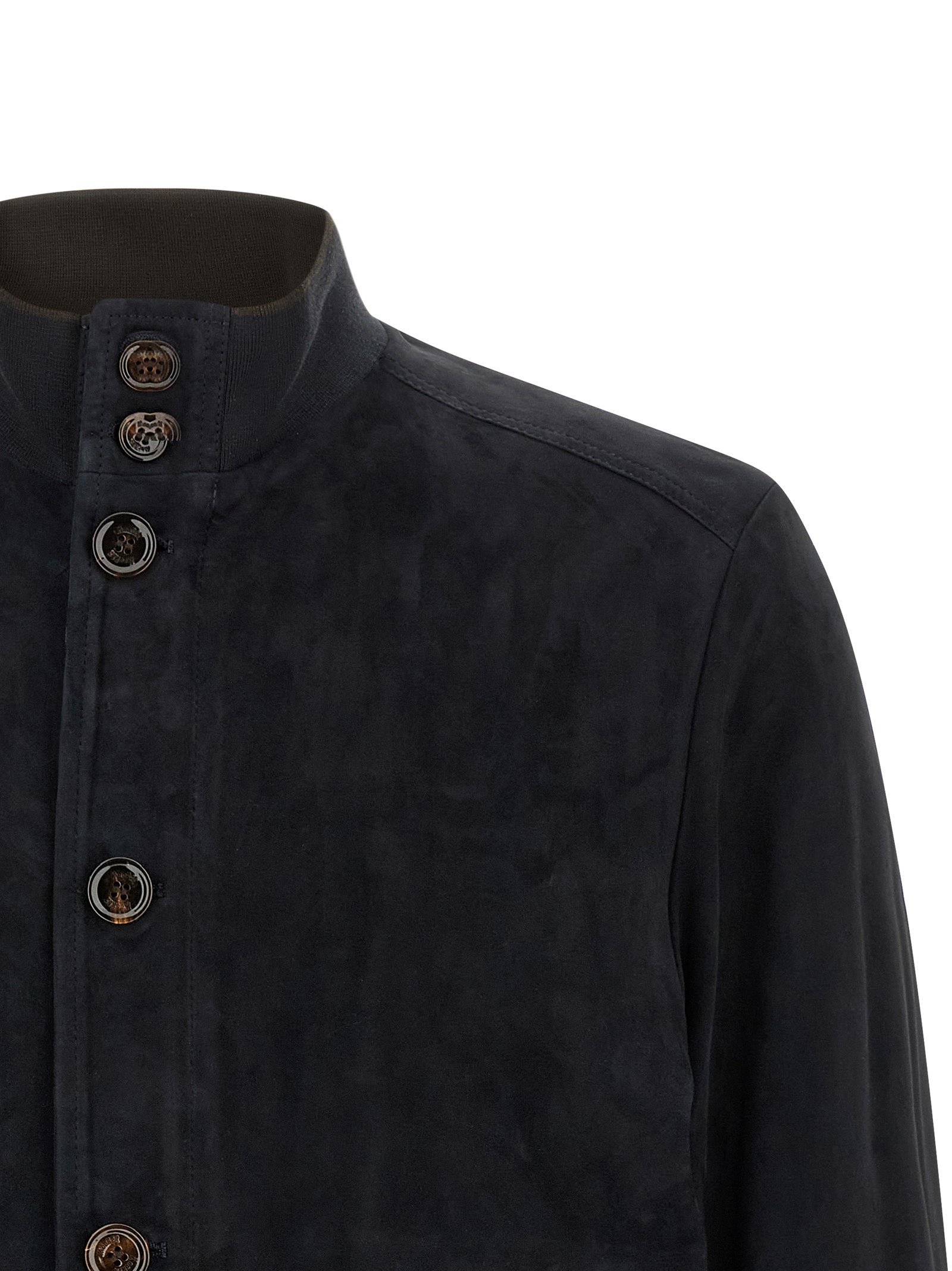 Moorer 100% lamb leather jacket in blue — view 3