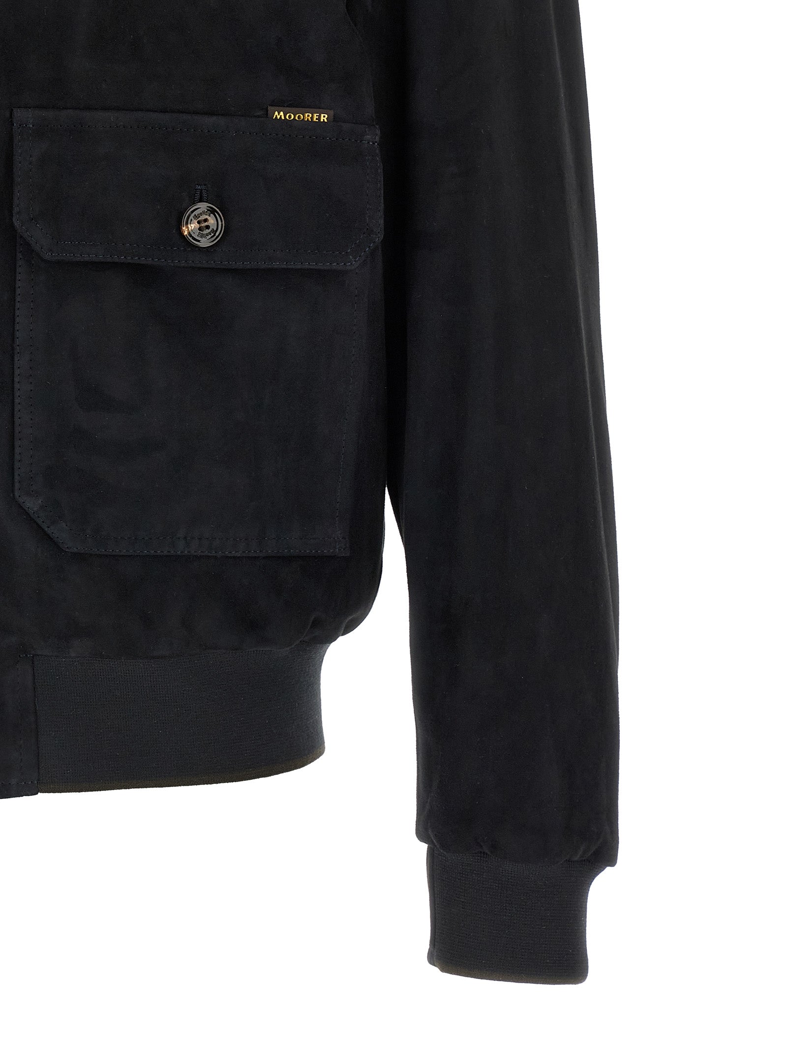 Moorer 100% lamb leather jacket in blue — view 4
