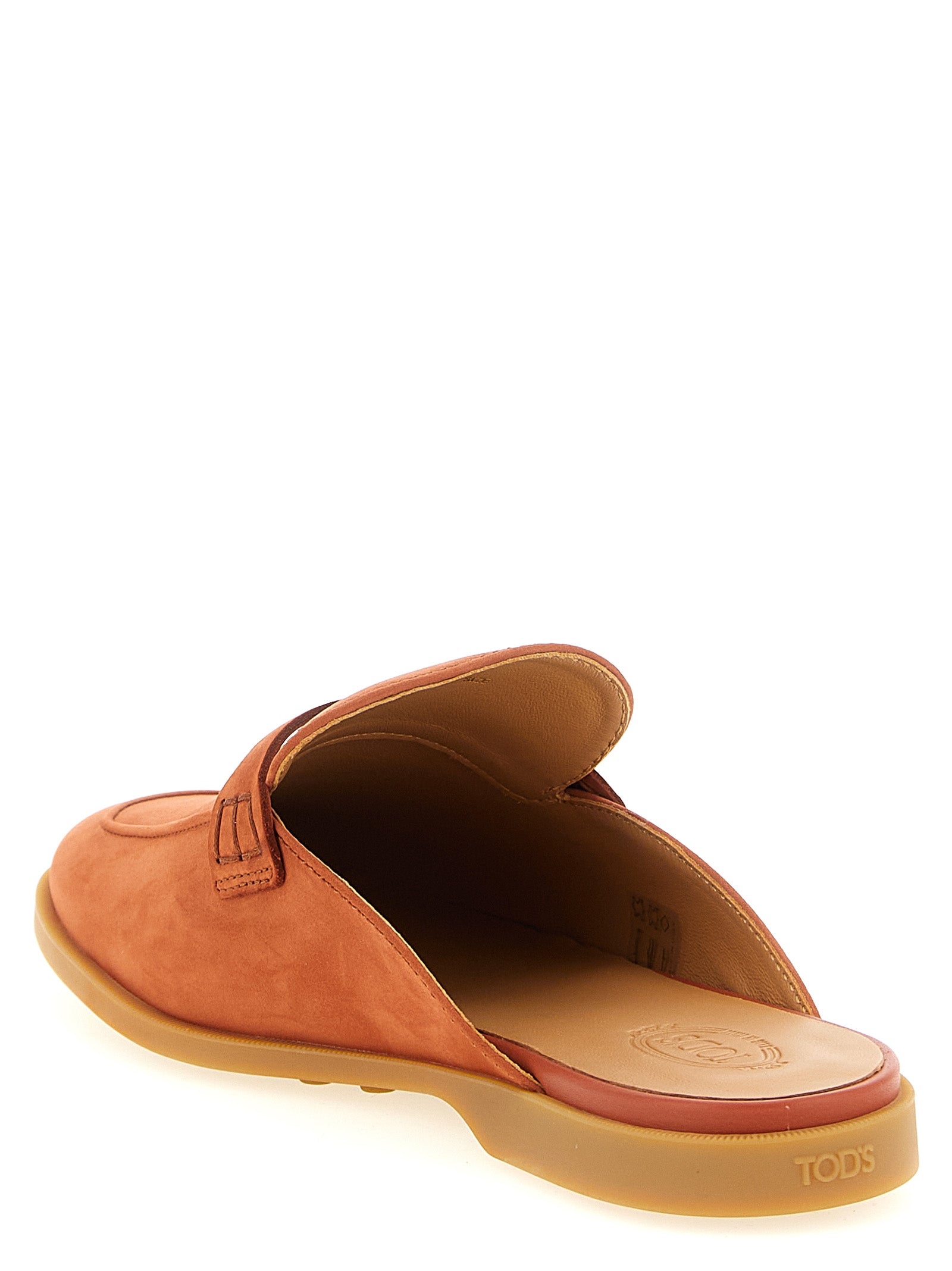 Tod's 100% calfskin leather mule in orange — view 3