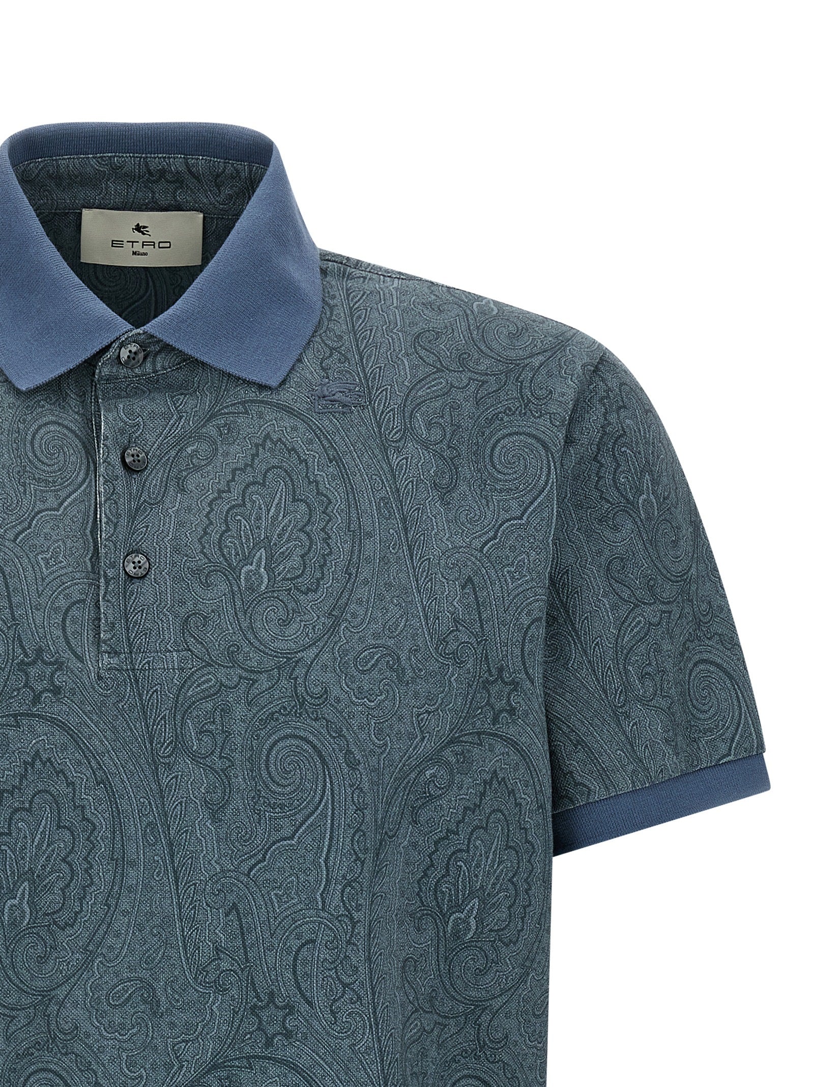 Etro 100% cotton polo shirt in blue — view 3