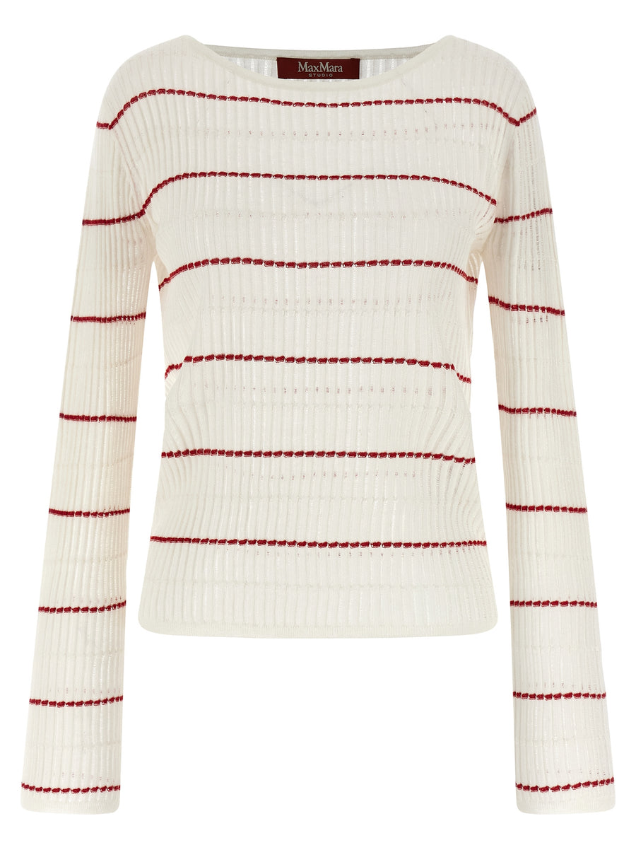 Max Mara 55% silk sweater in white