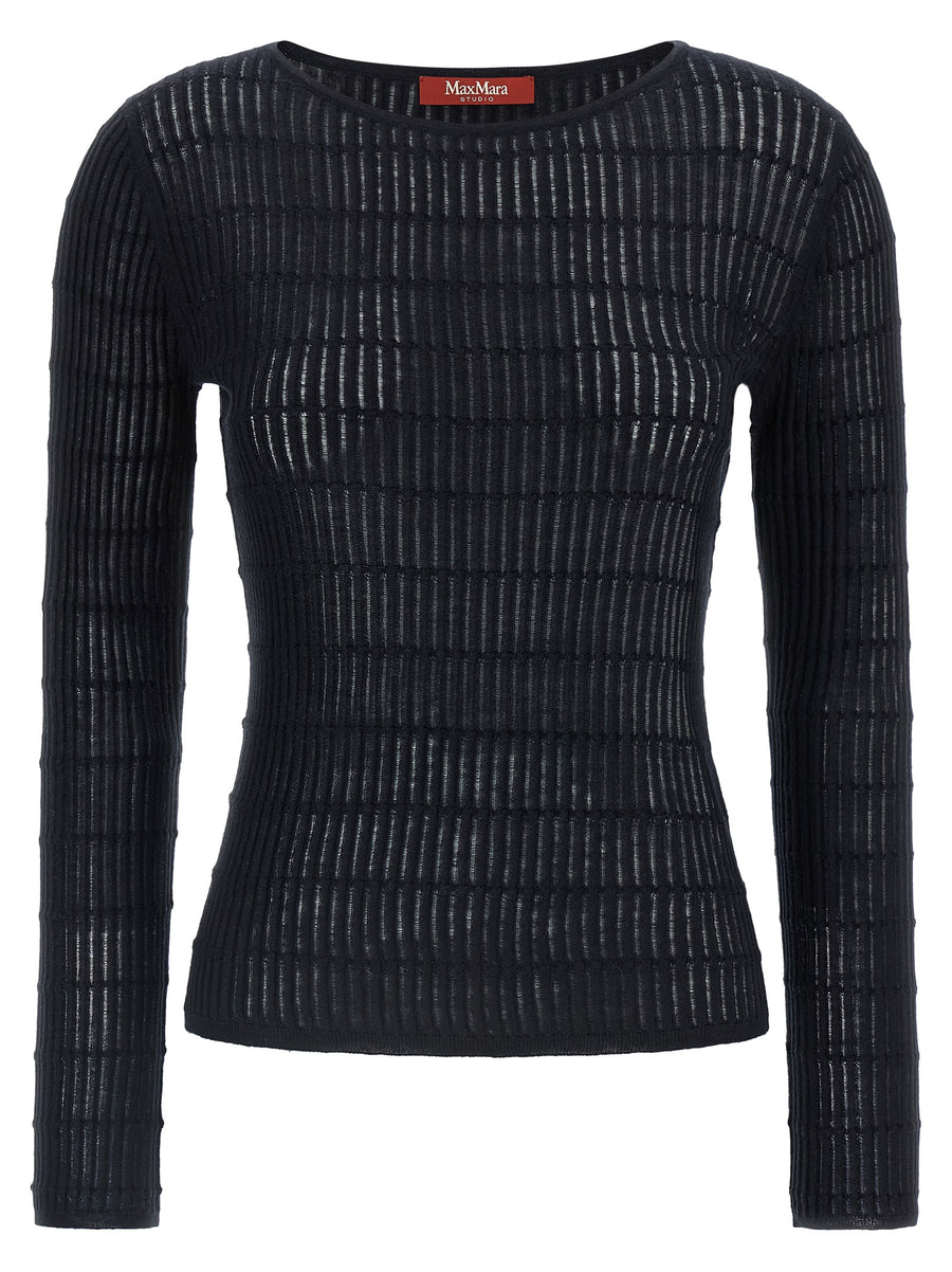 Max Mara 55% silk sweater in black