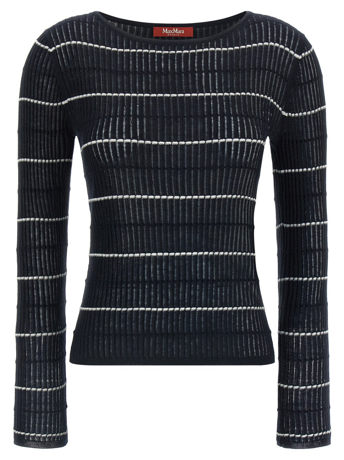 Max Mara 55% silk sweater in navy