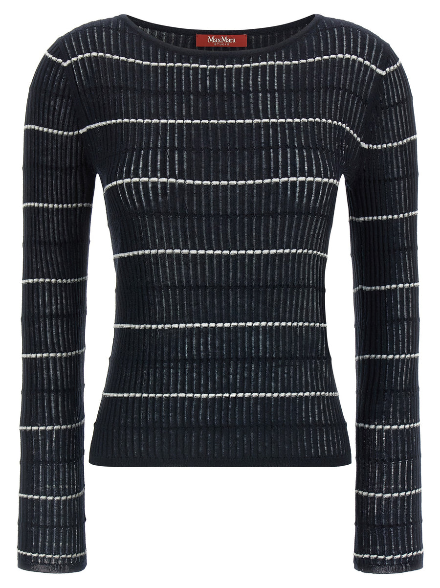 Max Mara 55% silk sweater in navy