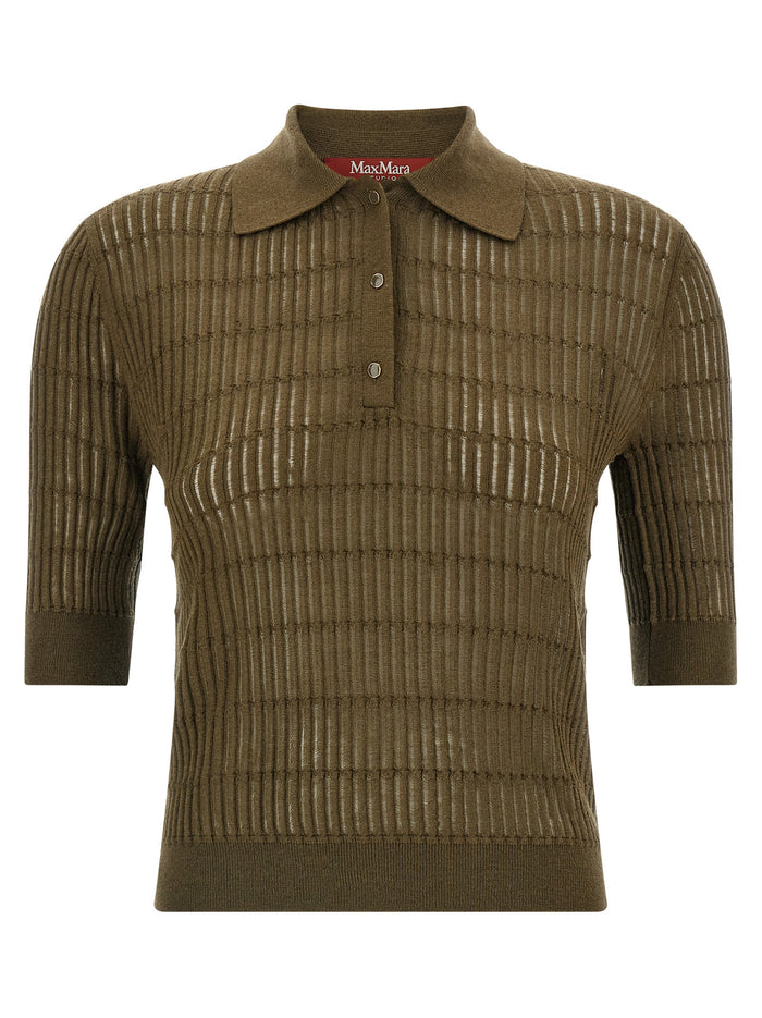 Max Mara 55% Silk polo shirt in green