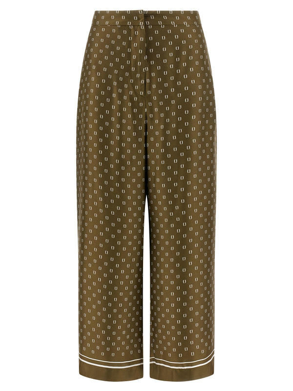 Max Mara 100% silk twill trousers in green