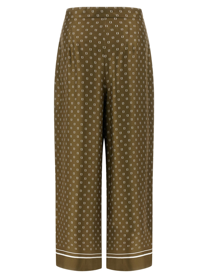 Max Mara 100% silk twill trousers in green — view 2