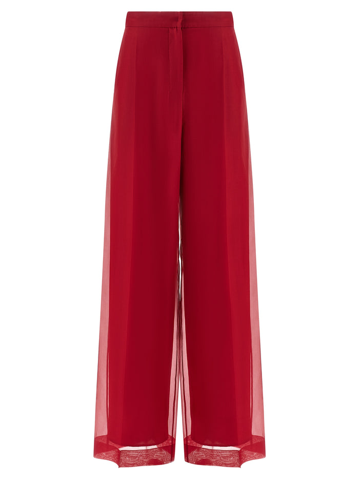 Max Mara 100% silk trousers in red