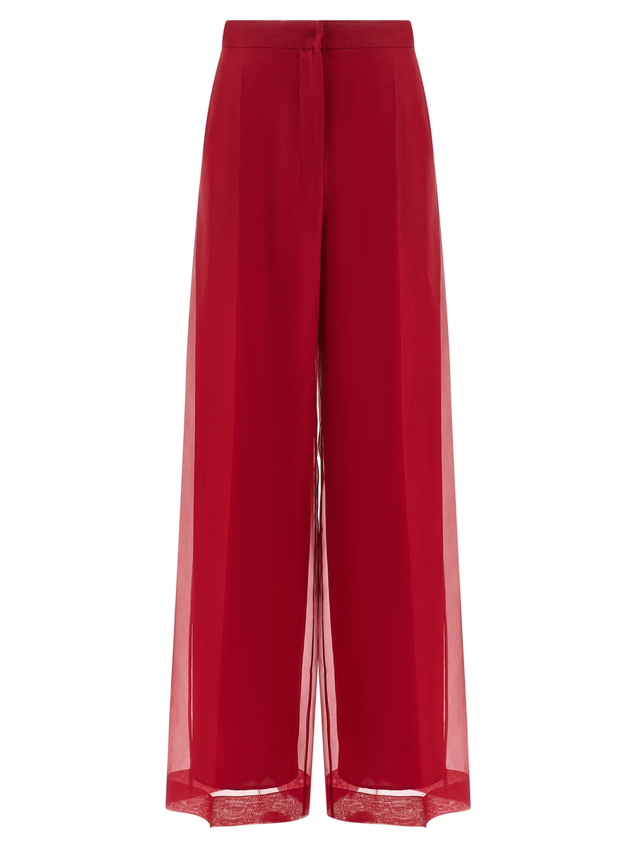 Max Mara 100% silk trousers in red