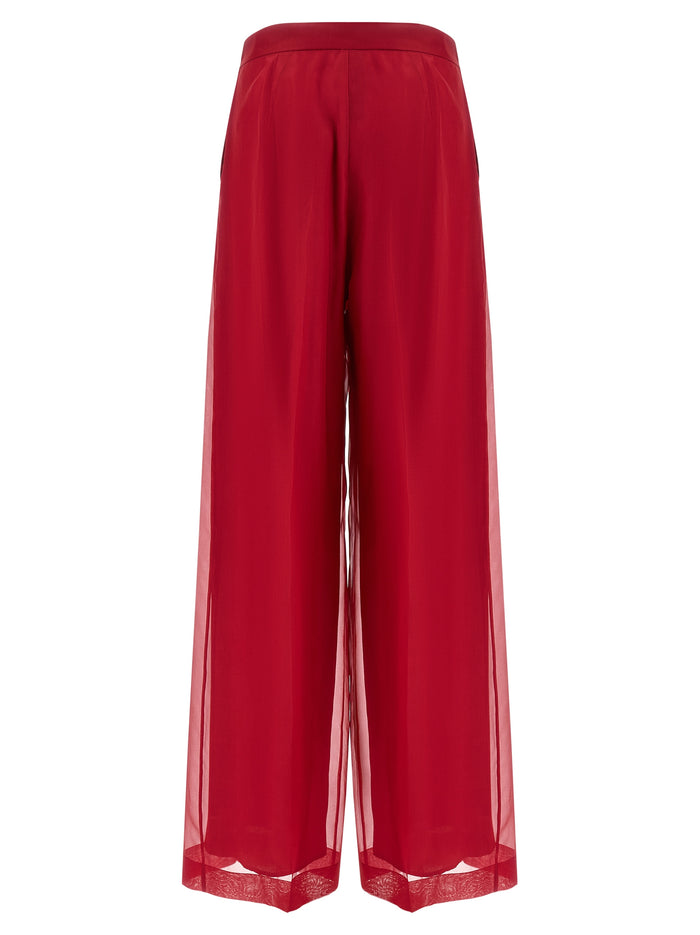 Max Mara 100% silk trousers in red — view 2