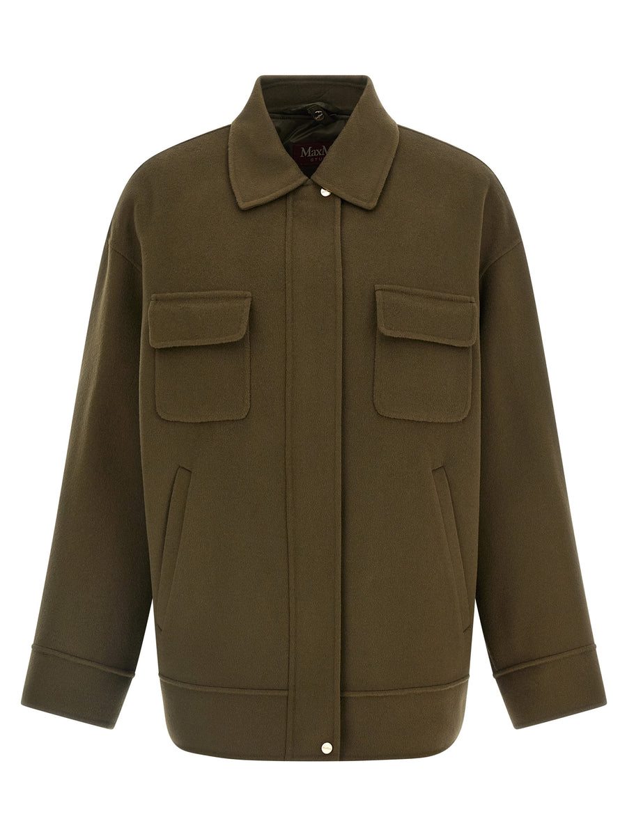 Max Mara 92% virgin wool coat in green