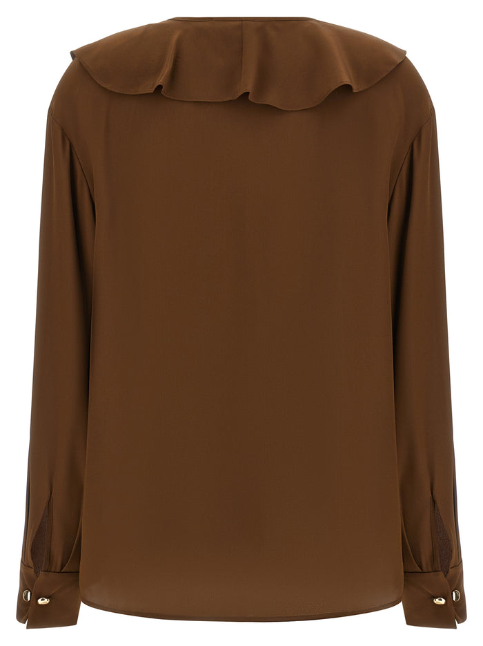 Max Mara 100% silk blouse in brown — view 2
