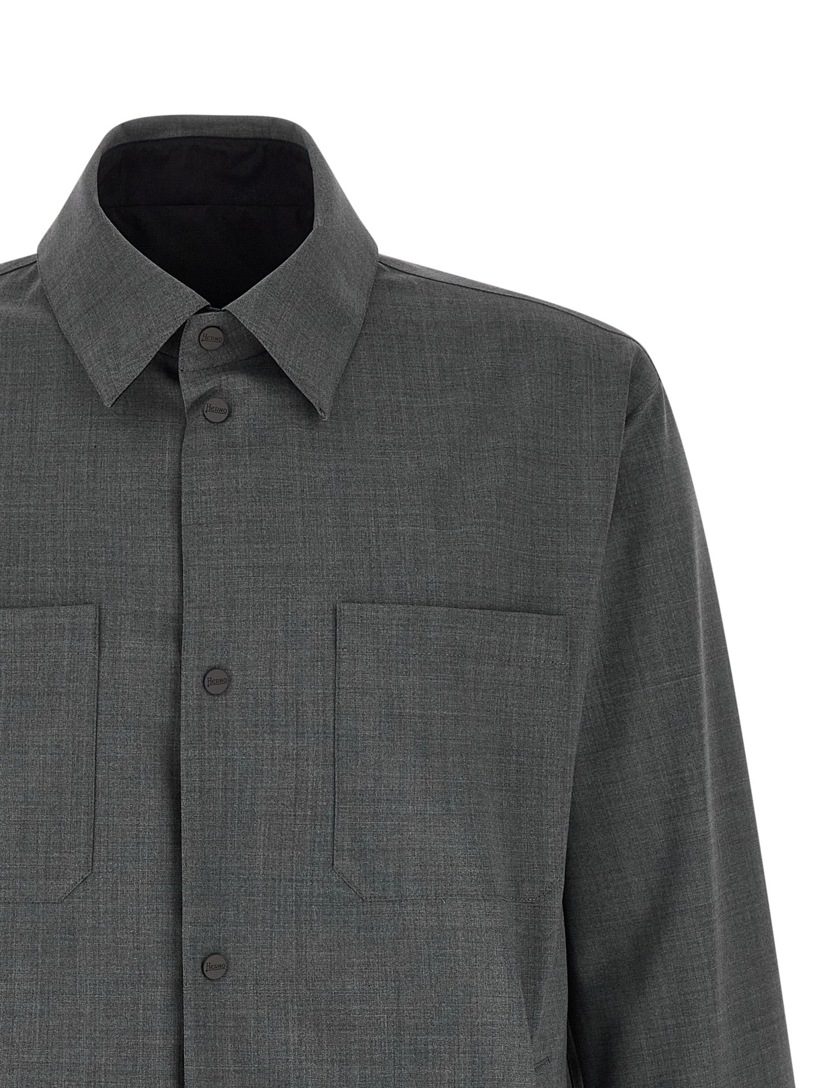 Herno 64% polyester overshirt in gray — view 4