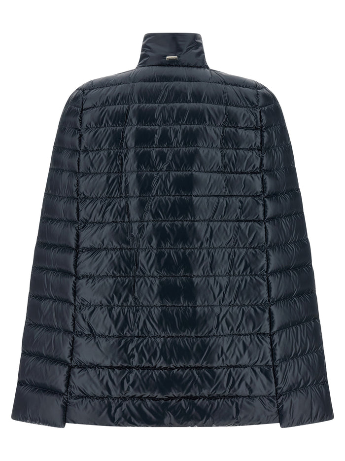 Herno 100% polyamide; goose down fill down cape in black — view 2