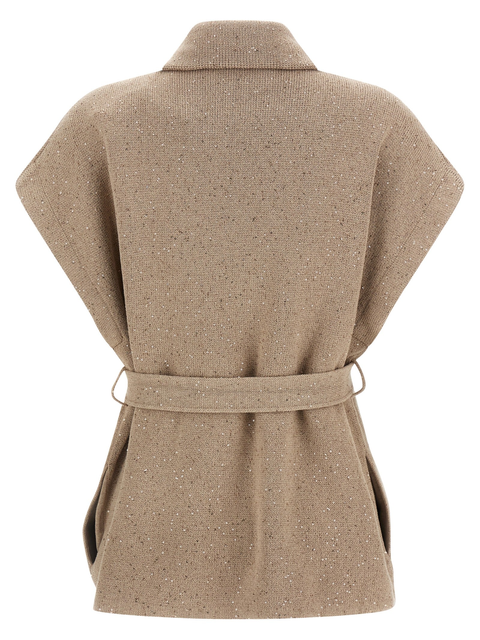 Brunello Cucinelli 96% Cotton cape in beige — view 2