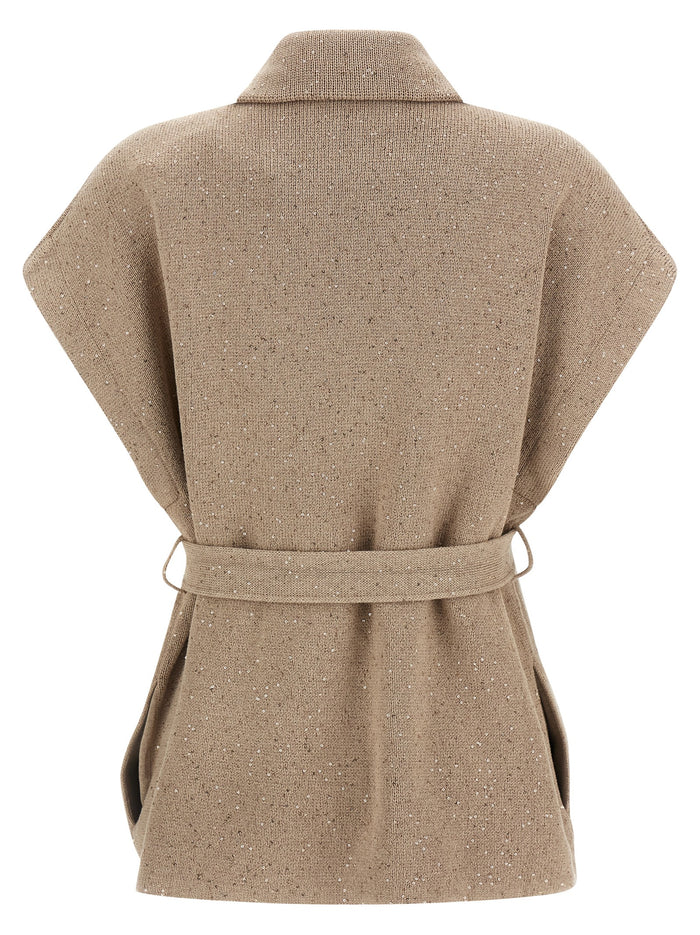 Brunello Cucinelli 96% Cotton cape in beige — view 2