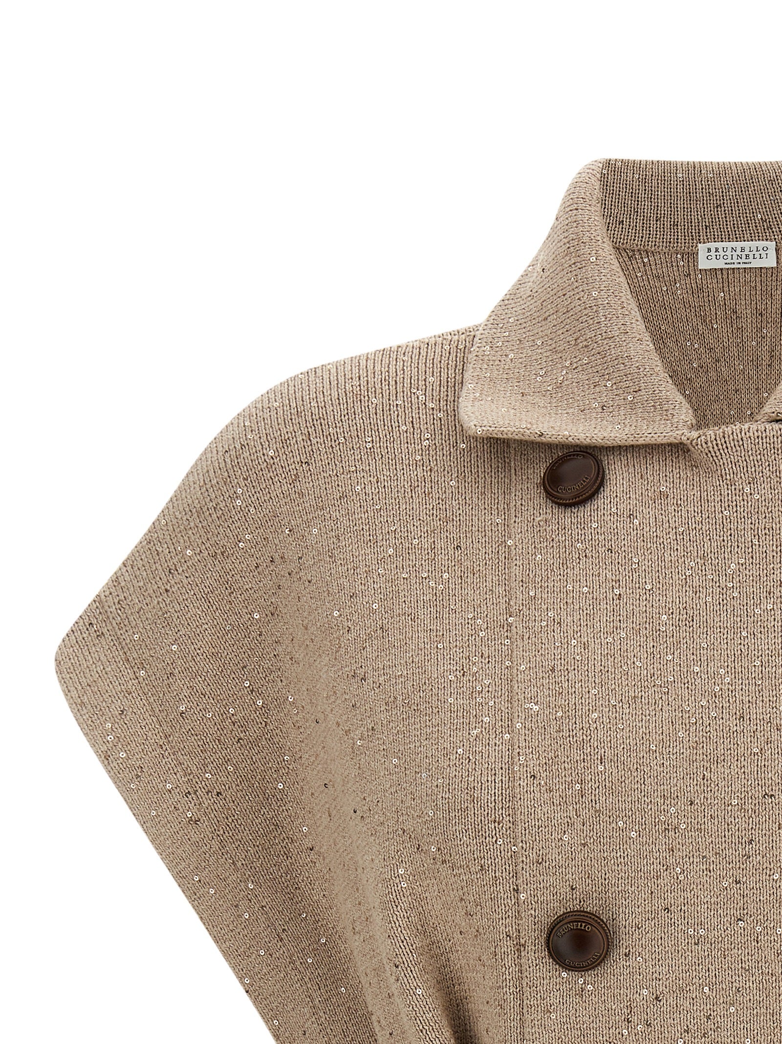 Brunello Cucinelli 96% Cotton cape in beige — view 3