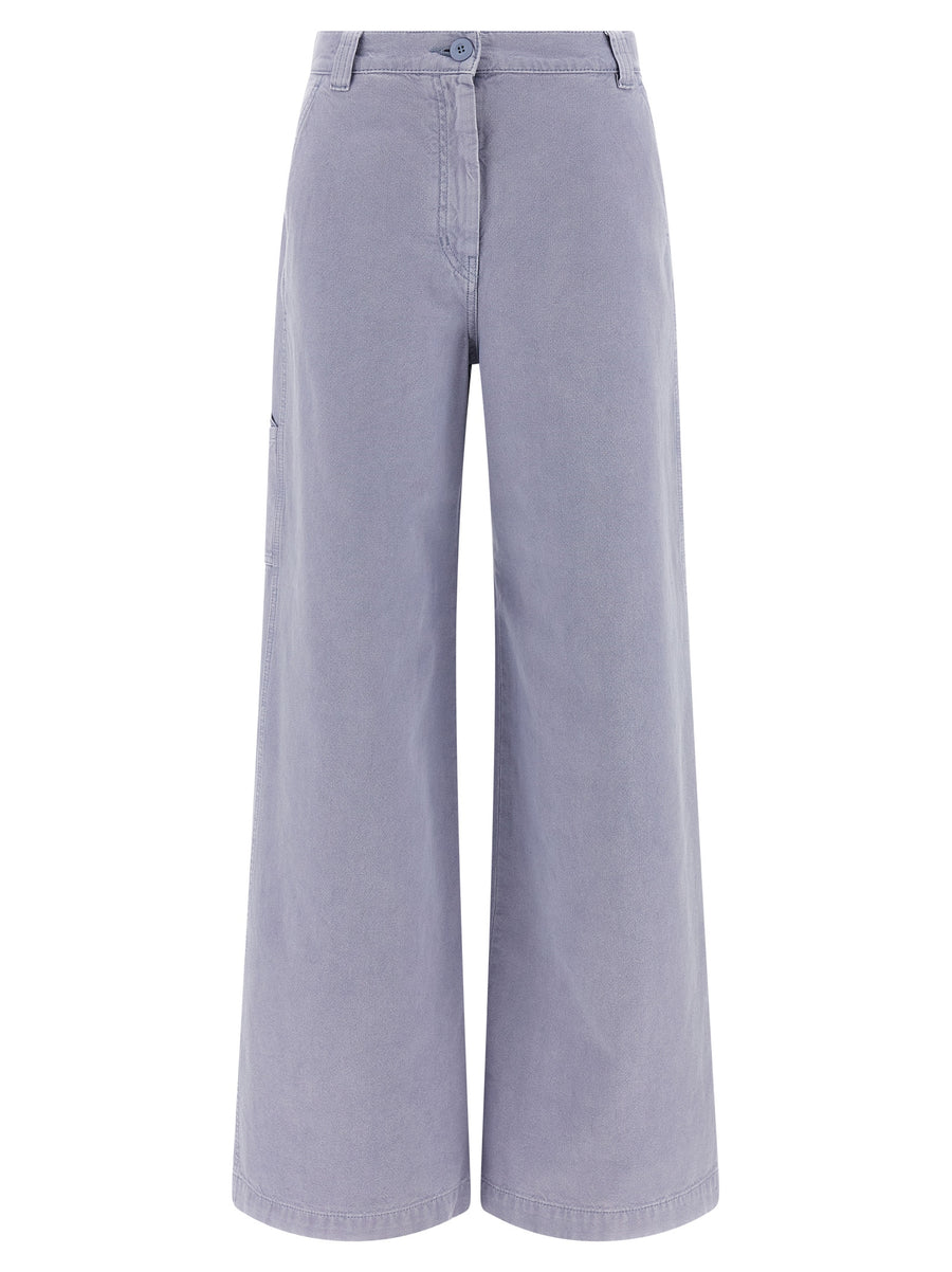 Max Mara 100% cotton trousers in purple