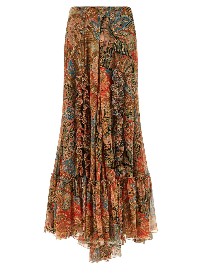 Etro 100% Silk skirt in orange