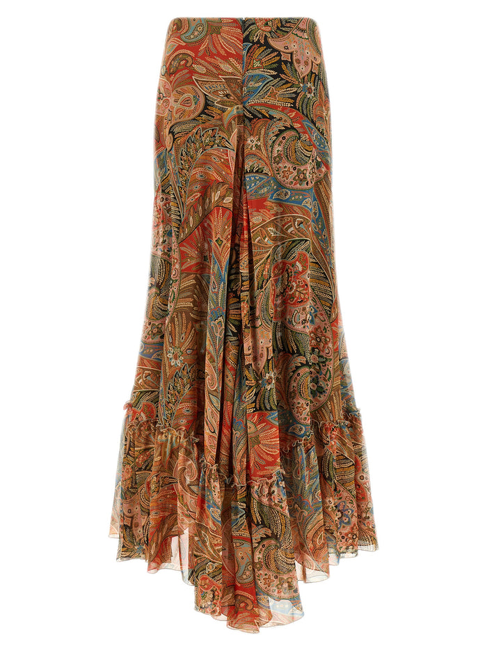 Etro 100% Silk skirt in orange — view 2