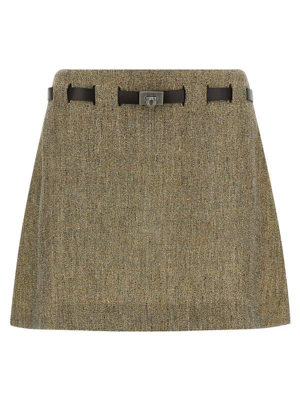 Ferragamo 100% Linen skirt in multicolor