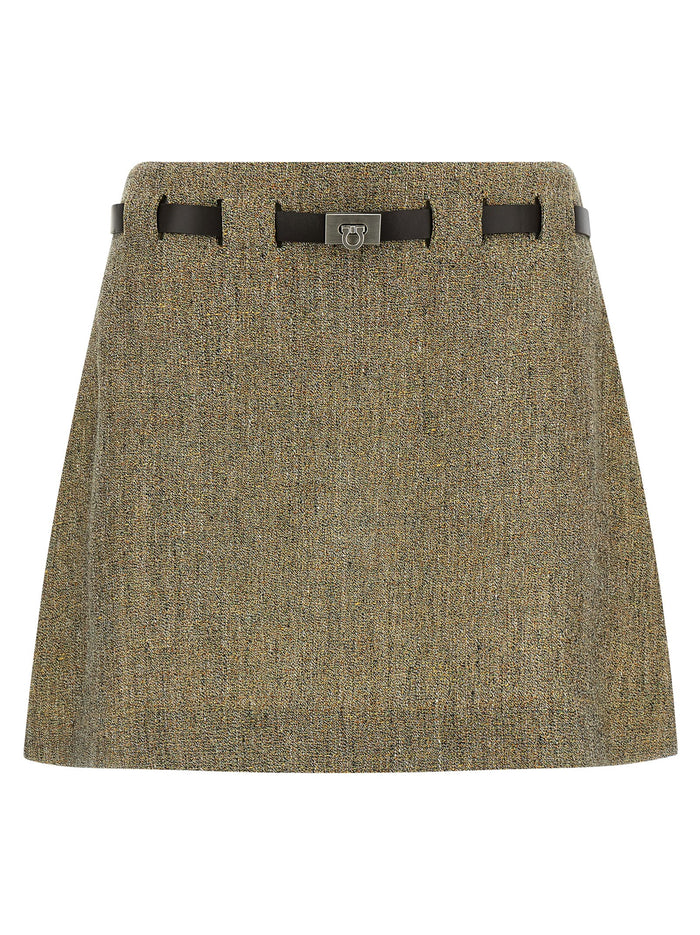 Ferragamo 100% Linen skirt in multicolor