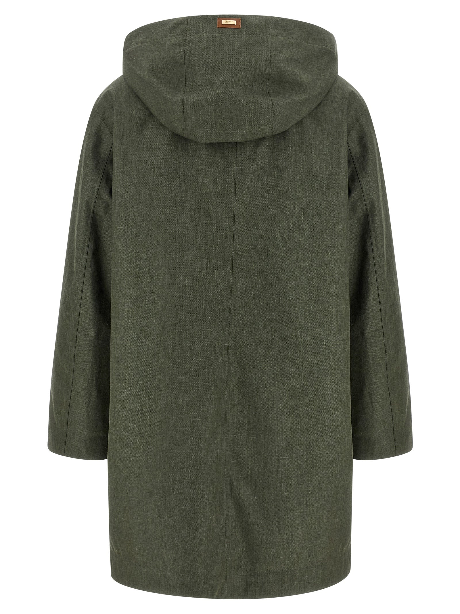 Herno 50% Linen coat in green — view 2