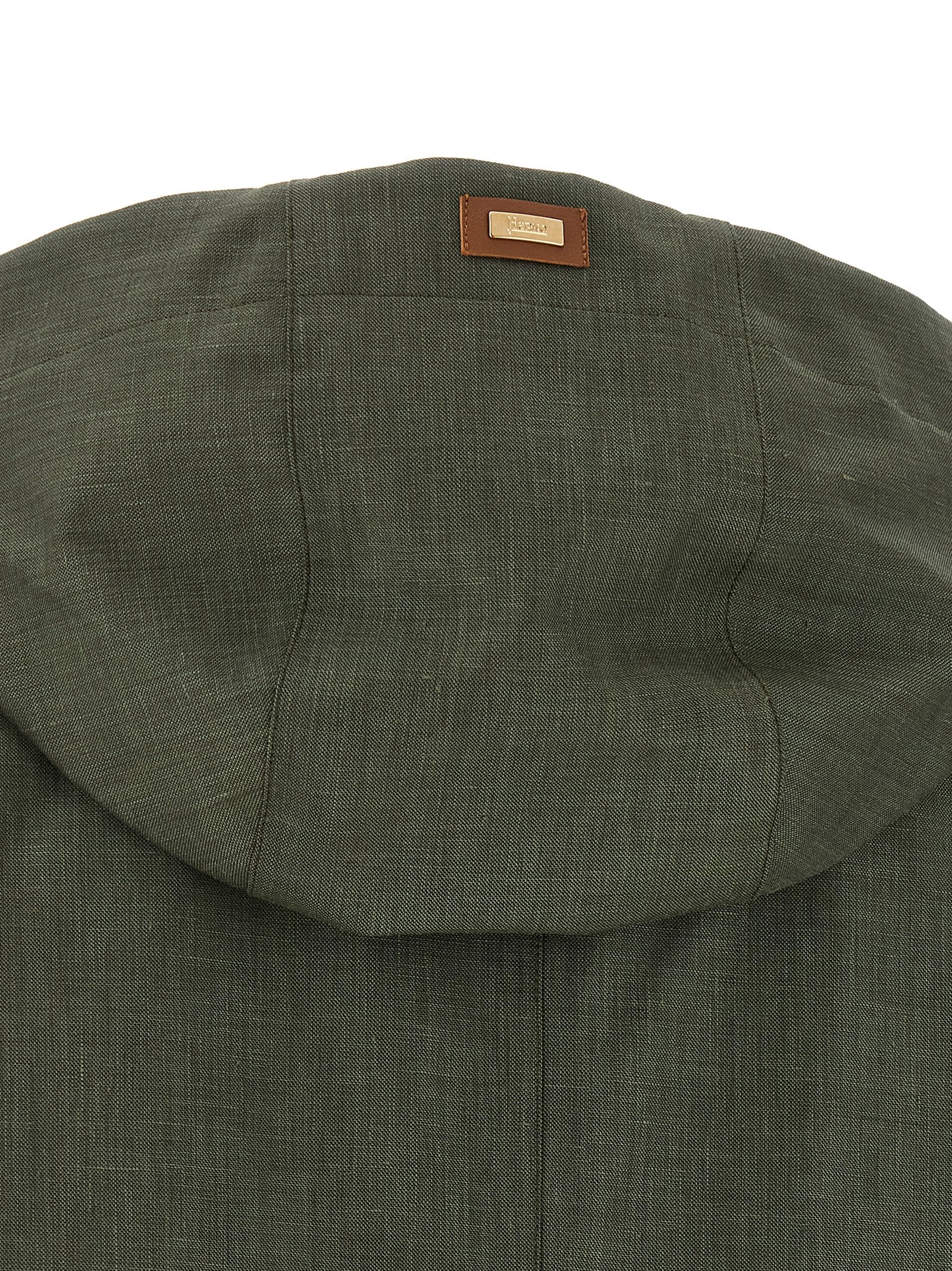 Herno 50% Linen coat in green — view 4
