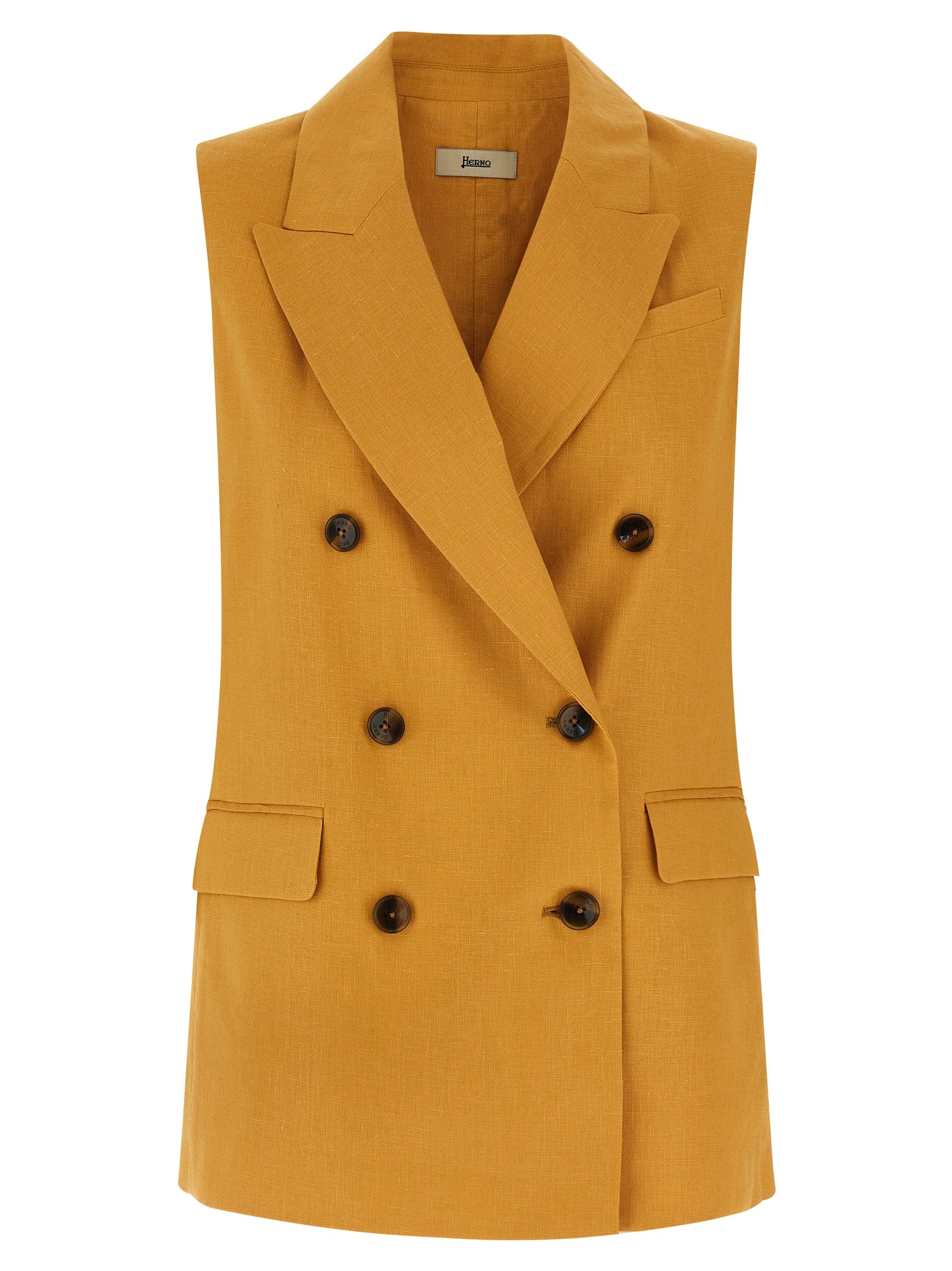 Herno 100% linen vest in yellow