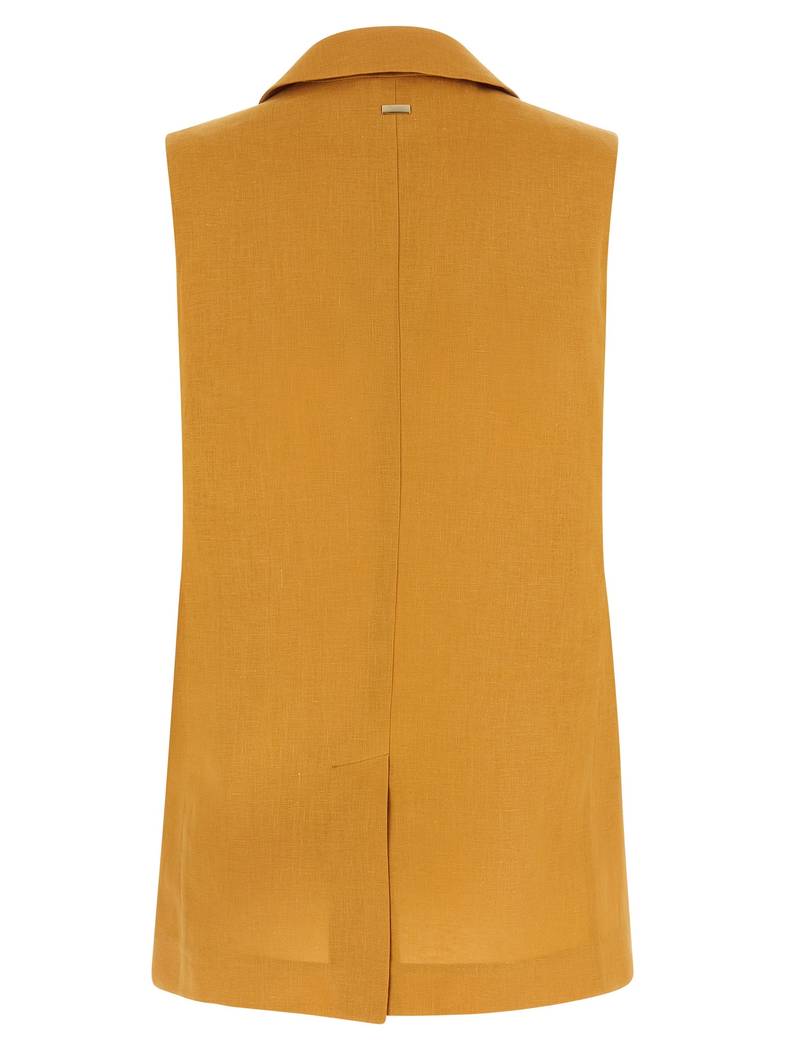 Herno 100% linen vest in yellow — view 2