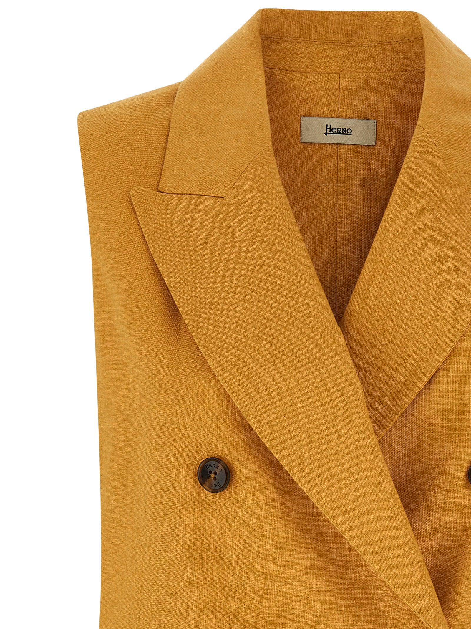 Herno 100% linen vest in yellow — view 3