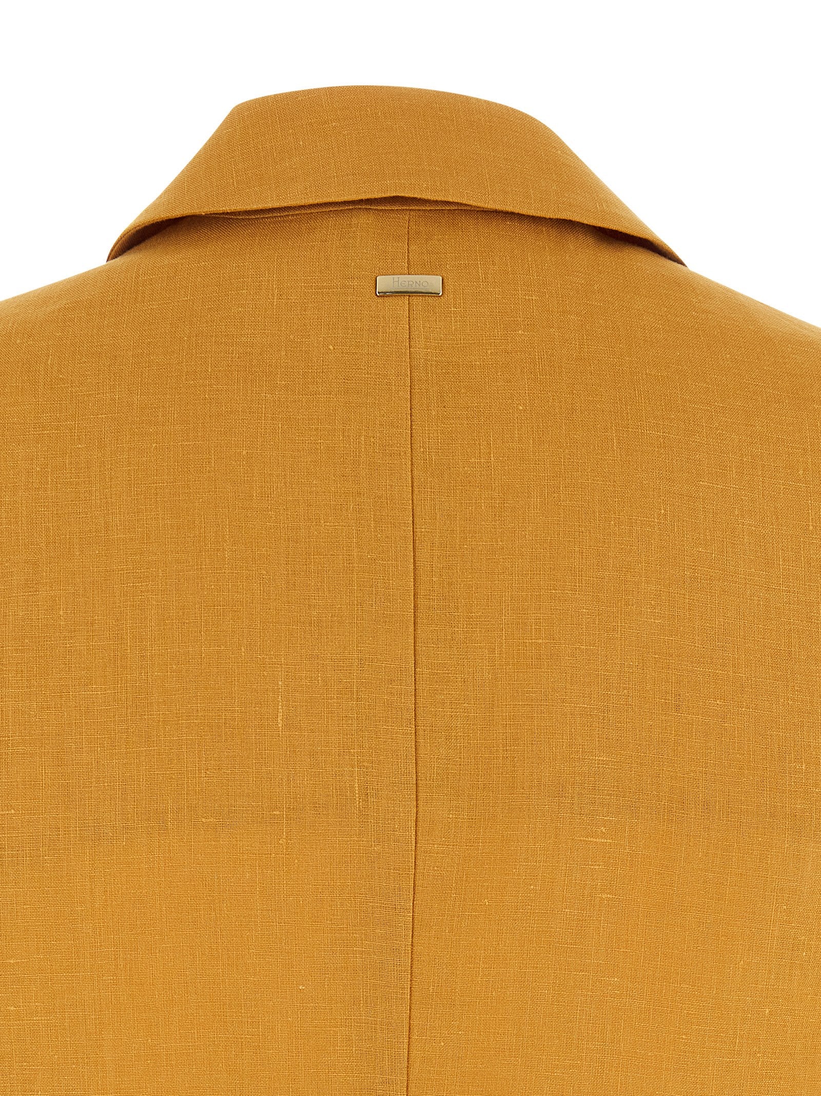 Herno 100% linen vest in yellow — view 4