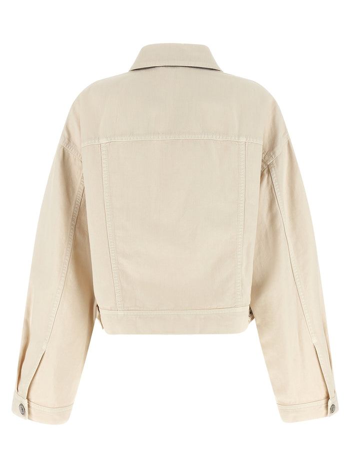 Brunello Cucinelli 60% cotton jacket in beige — view 2