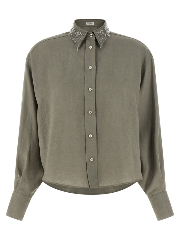 Brunello Cucinelli 100% Linen blouse in green