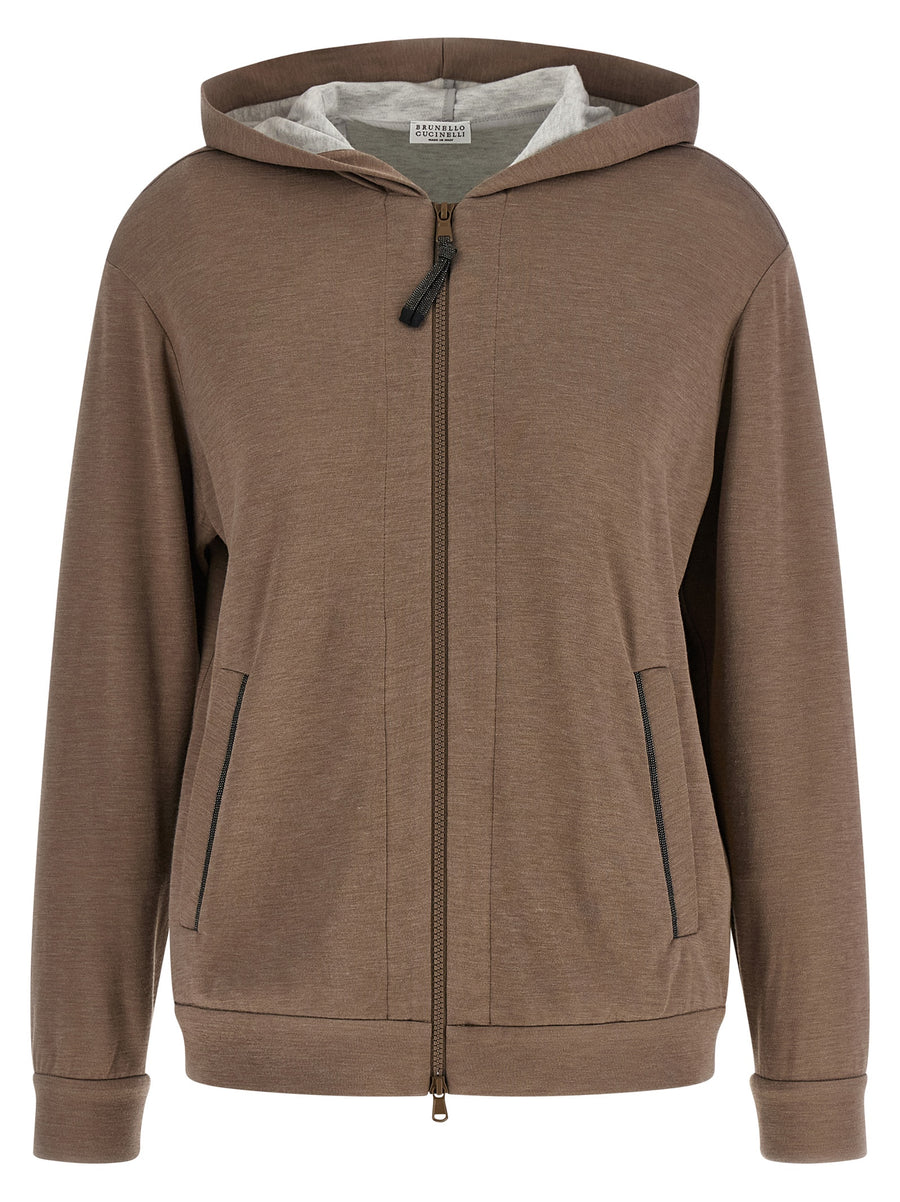 Brunello Cucinelli 67% cotton hoodie in brown