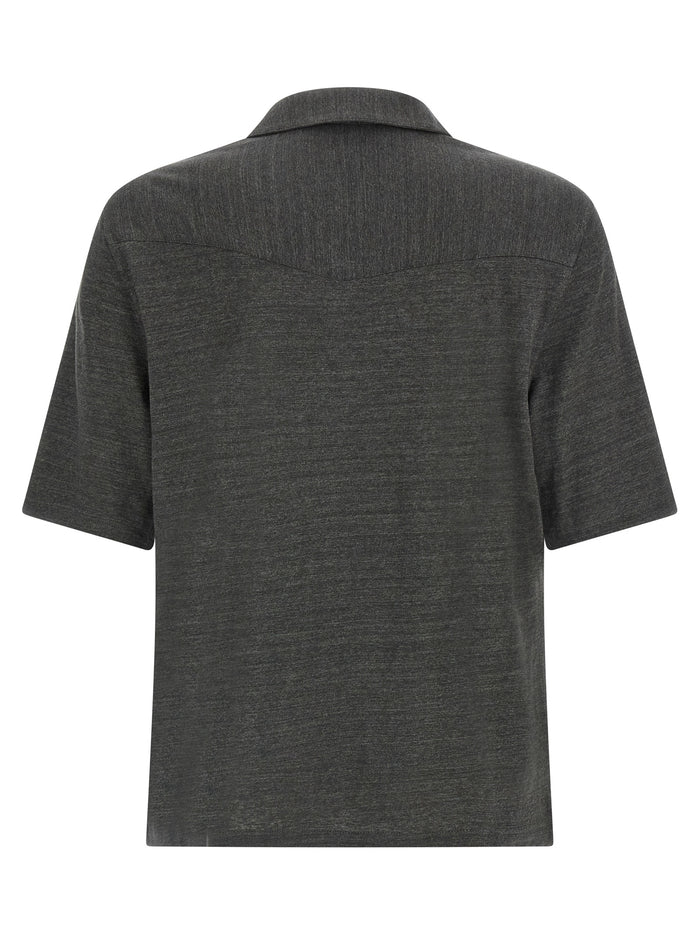 Brunello Cucinelli 74% Linen shirt in gray — view 2