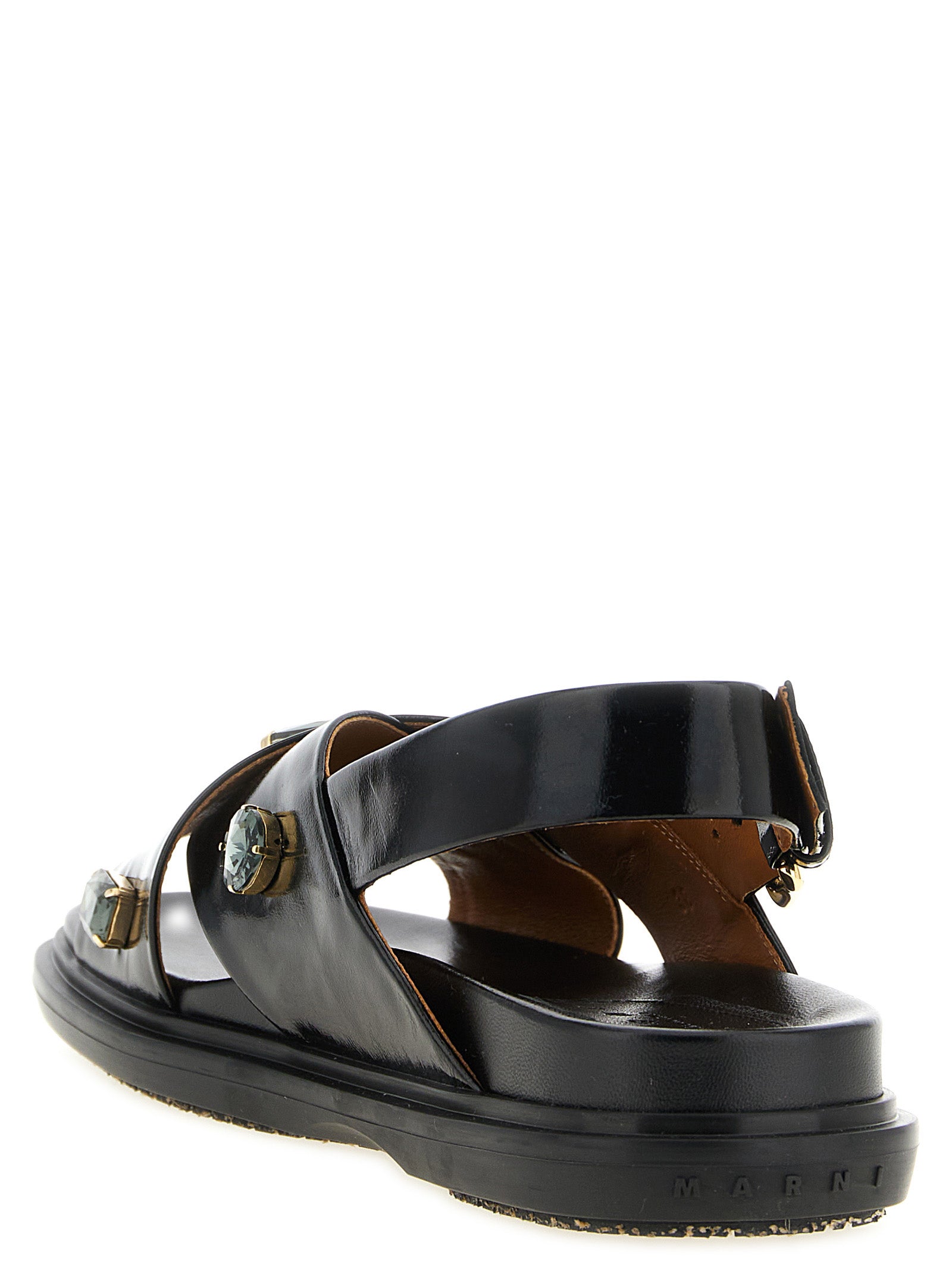 Marni 100% sheep leather sandals in black — view 3
