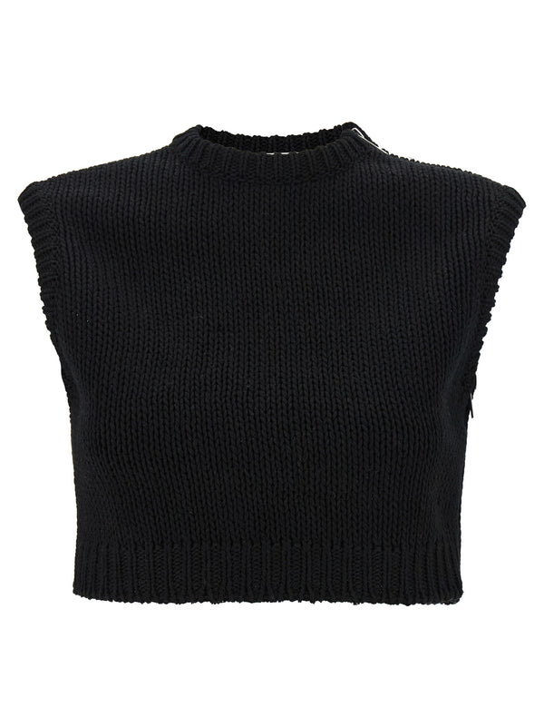 Max Mara 100% cotton tank top in black