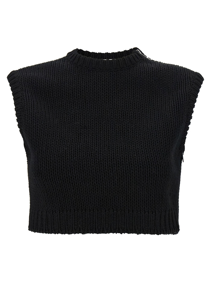 Max Mara 100% cotton tank top in black