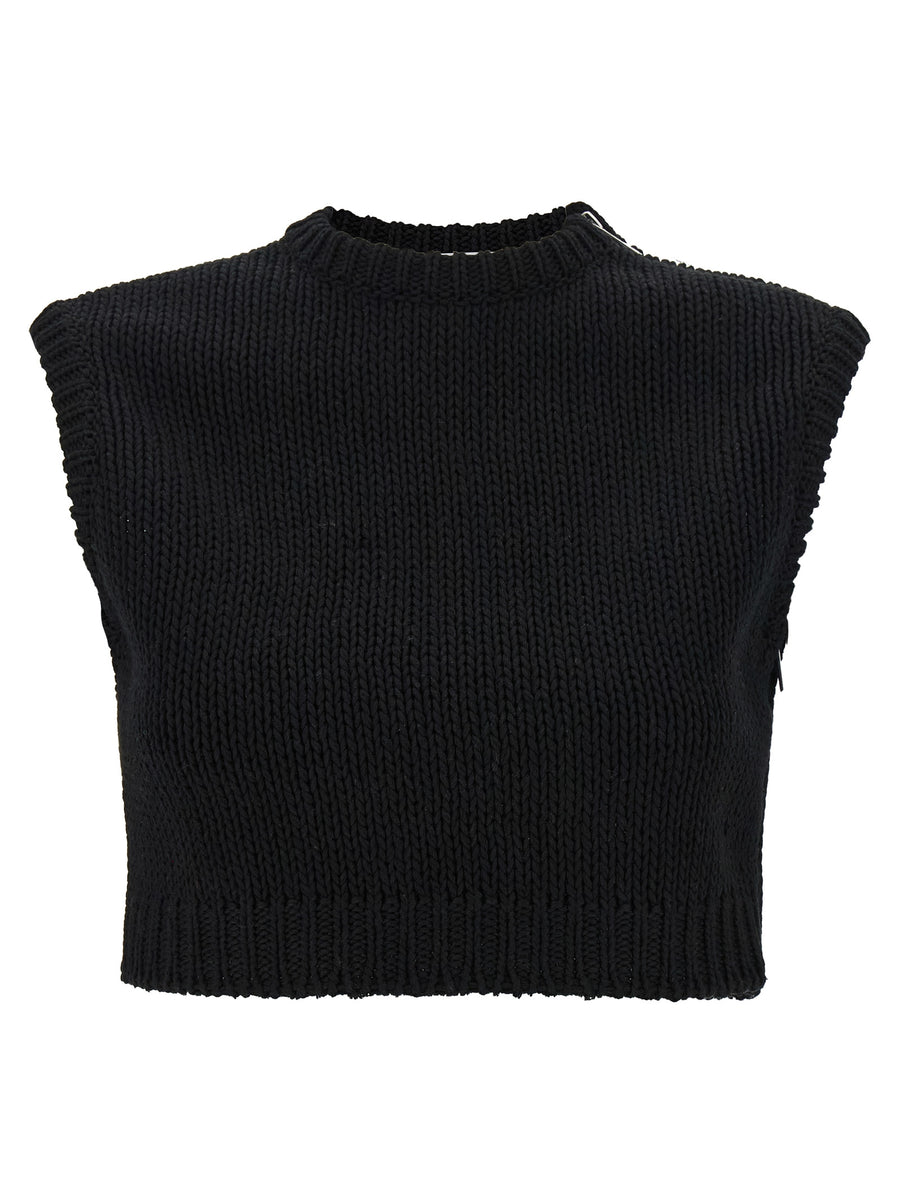 Max Mara 100% cotton tank top in black