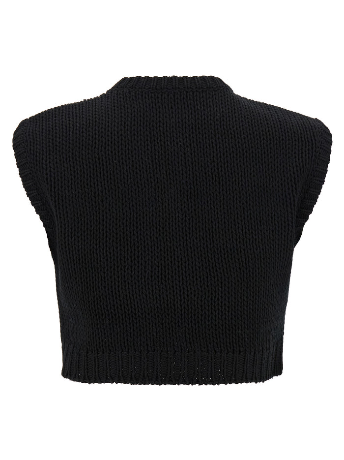 Max Mara 100% cotton tank top in black — view 2
