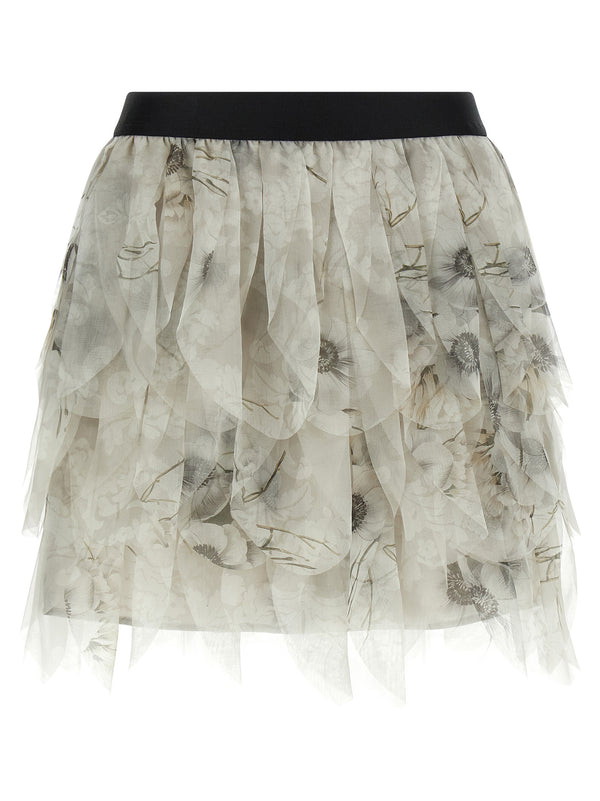Max Mara 100% silk (organza with silk lining) skirt in gray
