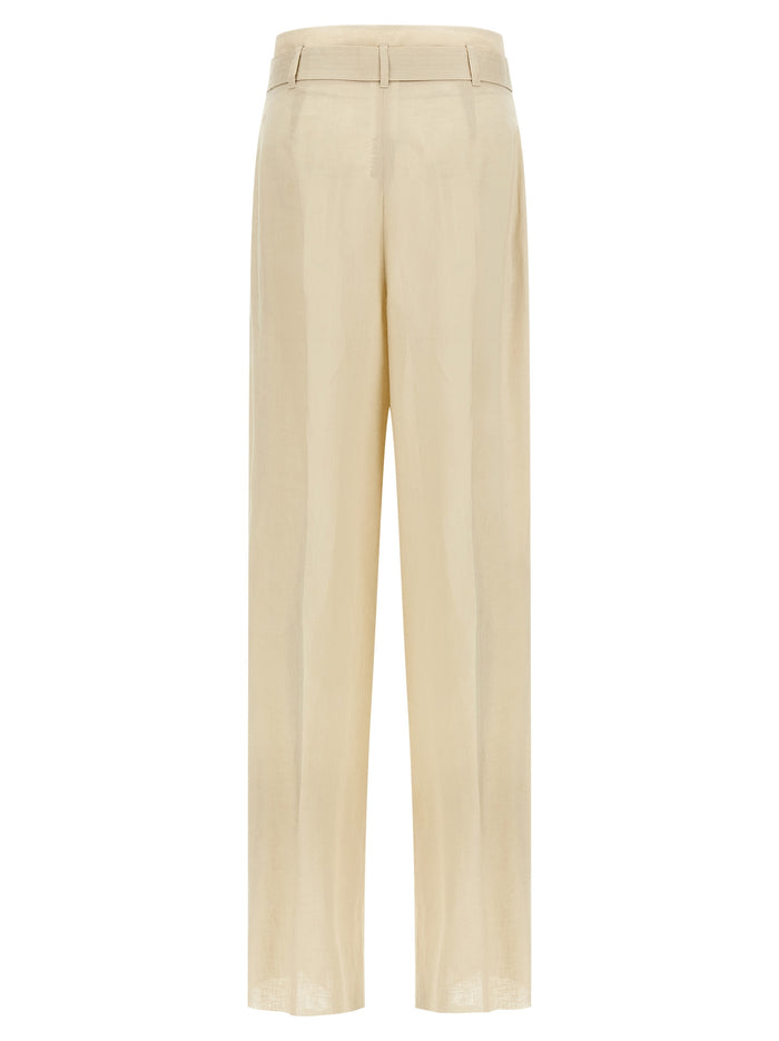 Max Mara 100% Linen trousers in beige — view 2