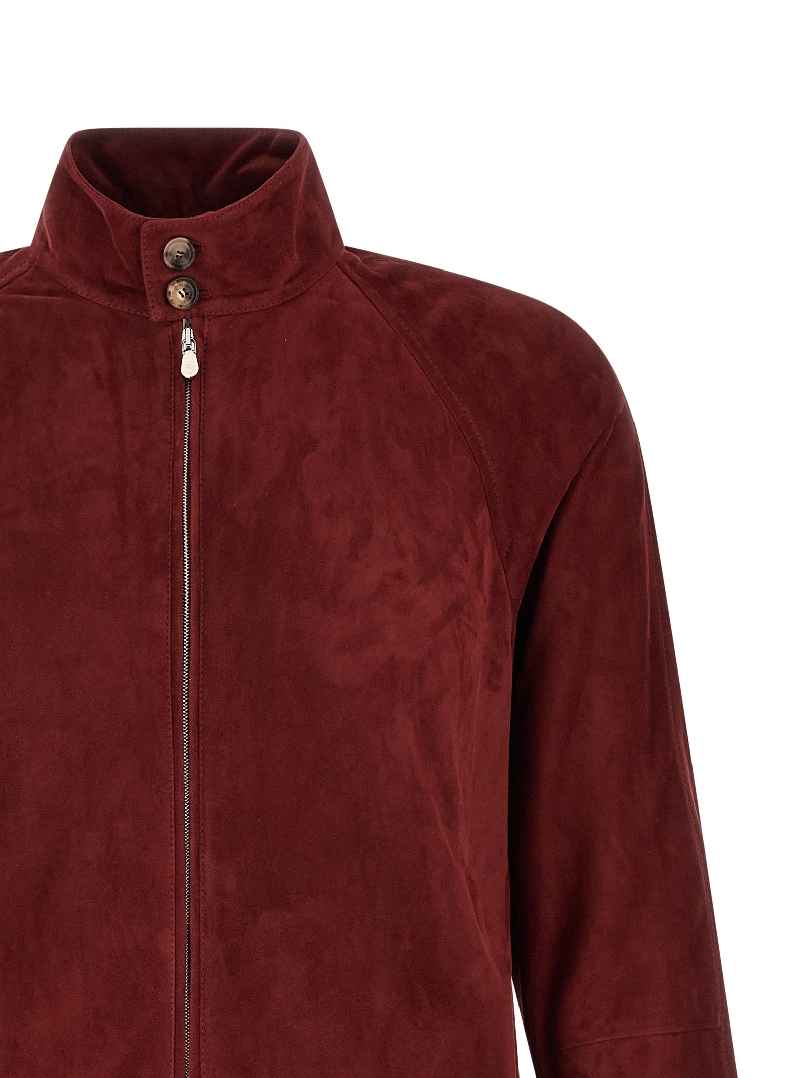 Brunello Cucinelli 100% lamb leather jacket in burgundy — view 3