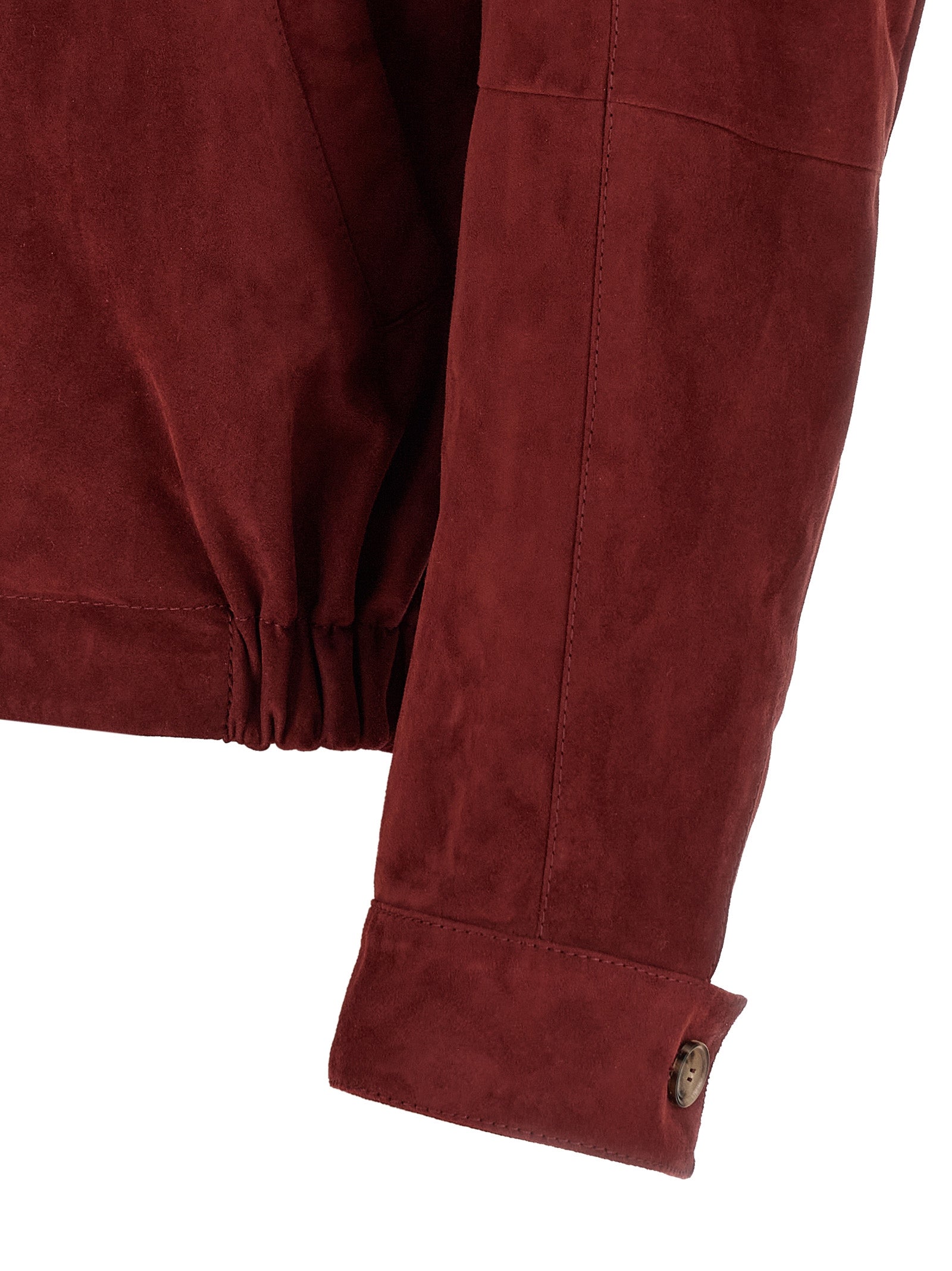 Brunello Cucinelli 100% lamb leather jacket in burgundy — view 4