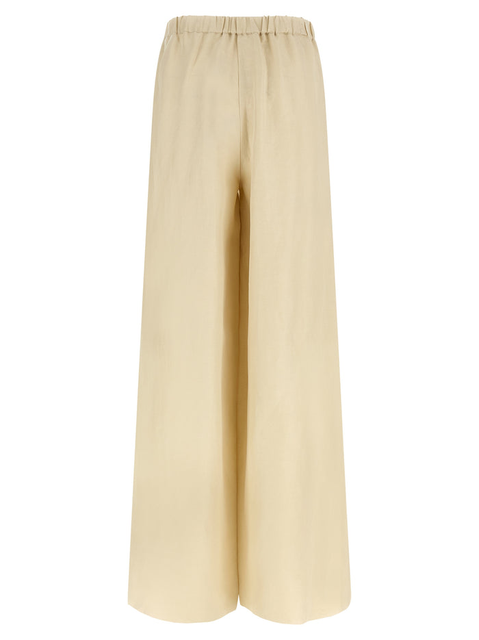 Max Mara 63% linen trousers in beige — view 2