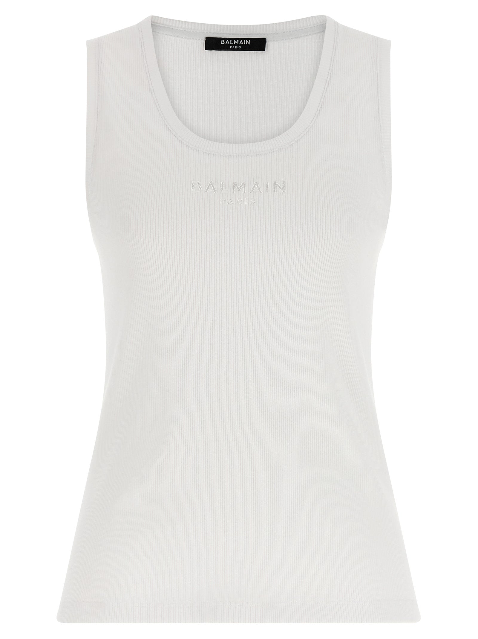 Balmain 100% cotton tank top in white